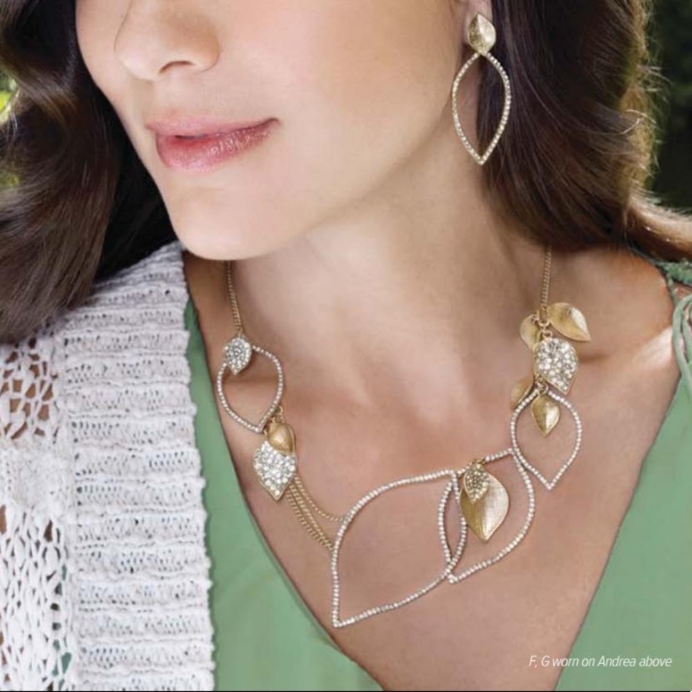 Gold Fall Leaf Statement Necklace - image 3